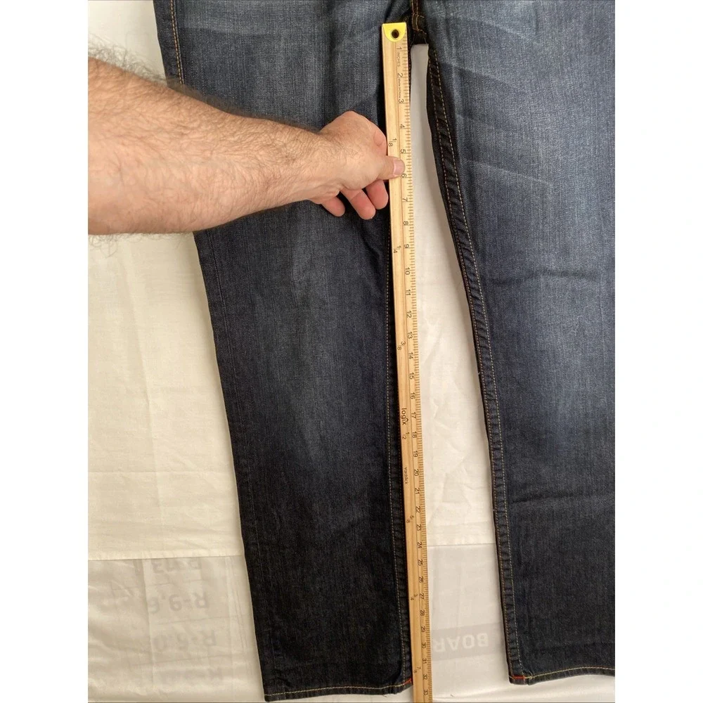 True Religion Jeans Men 36 33Straight Dark‎ Wash Red Stitching Plus Red TR Hat